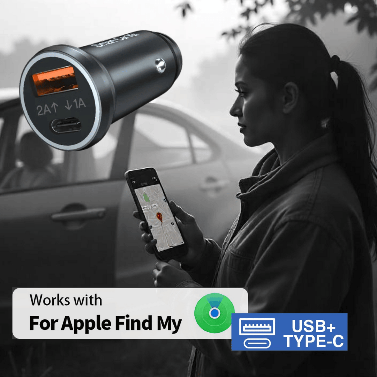 Versteckter GPS-Tracker im Mini-Format / USB & USB Type C Adapter