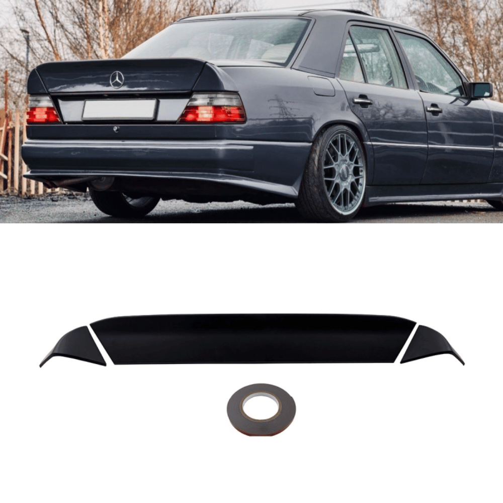 ABS Sport Paket Heckspoiler Kofferraum 3-teilig Schwarz - Passend für Mercedes E-Klasse W124 Limousine 1985-1995
