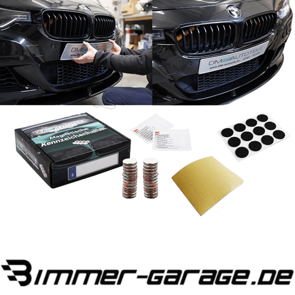 Magnet Komplett Set magnetischer Auto unsichtbarer Kennzeichenhalter ohne Rahmen Neodym Magnet - Nummernschild Halterung Nummernschildhalter