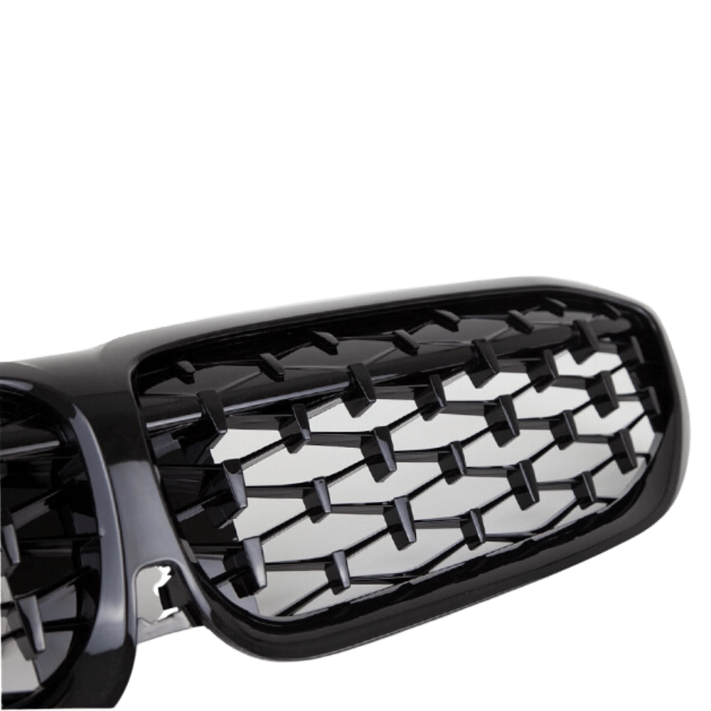 Set Diamant Wabengrill Kühlergril Schwarz Glanz Sport passt für BMW 3er G20 G21