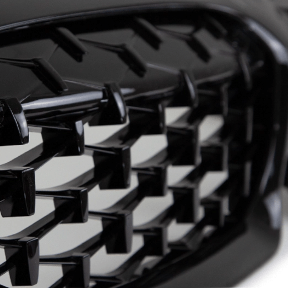 Set Diamant Wabengrill Kühlergril Schwarz Glanz Sport passt für BMW 3er G20 G21