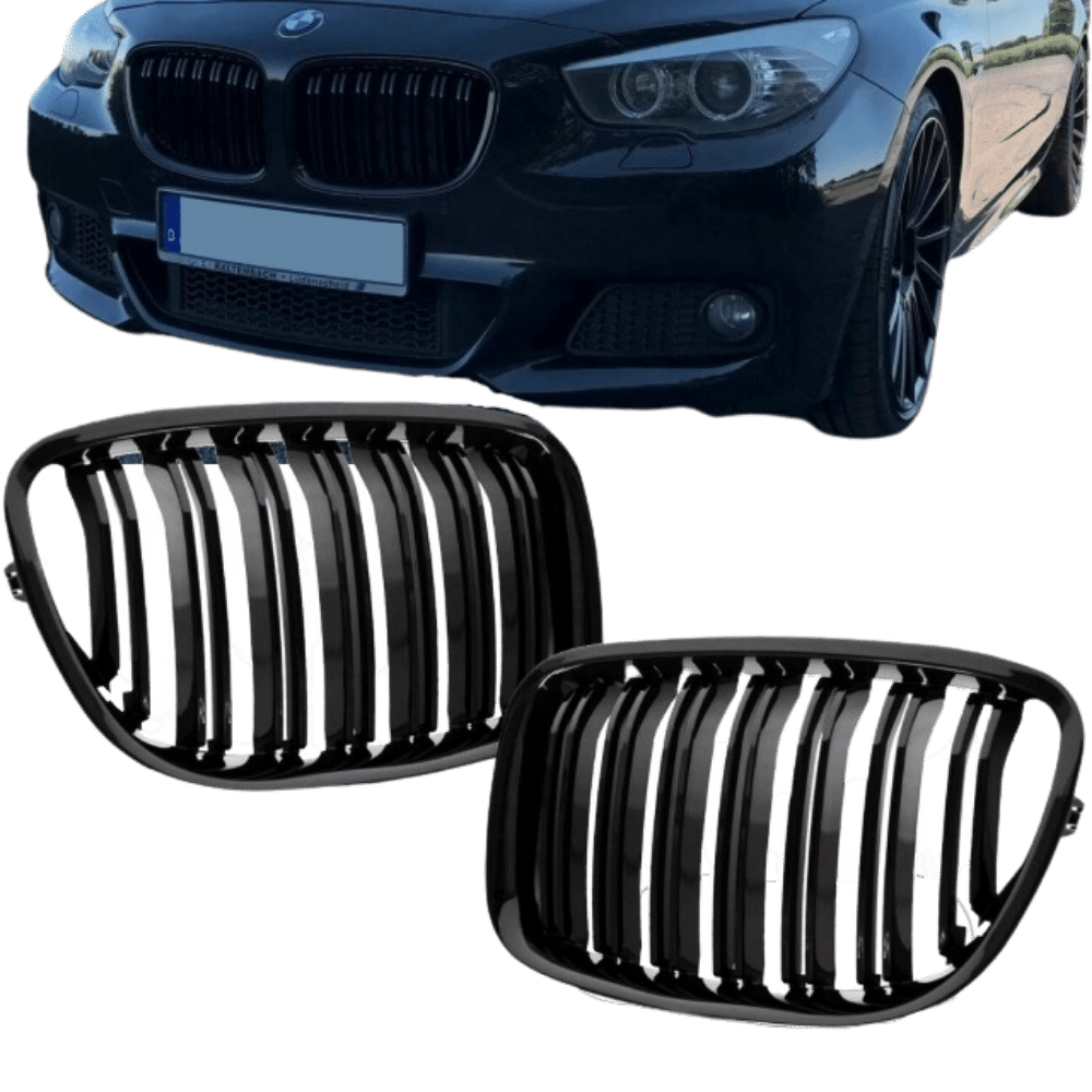 Double-bar radiator grille black GLOSS for BMW 5 Series F07 GT 08-17