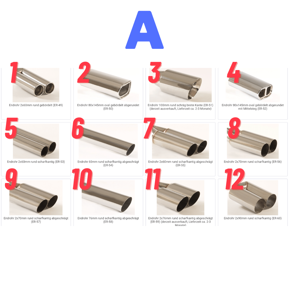 Pakoputken valinta FMS-pakokaasujärjestelmiin / VOI VARAA VAIN OSTOKSEN KANSSA