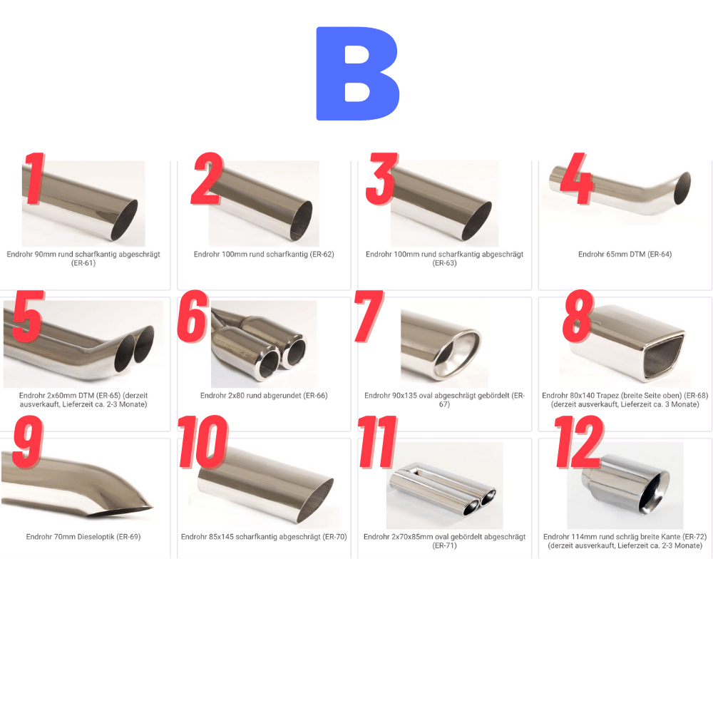 Pakoputken valinta FMS-pakokaasujärjestelmiin / VOI VARAA VAIN OSTOKSEN KANSSA