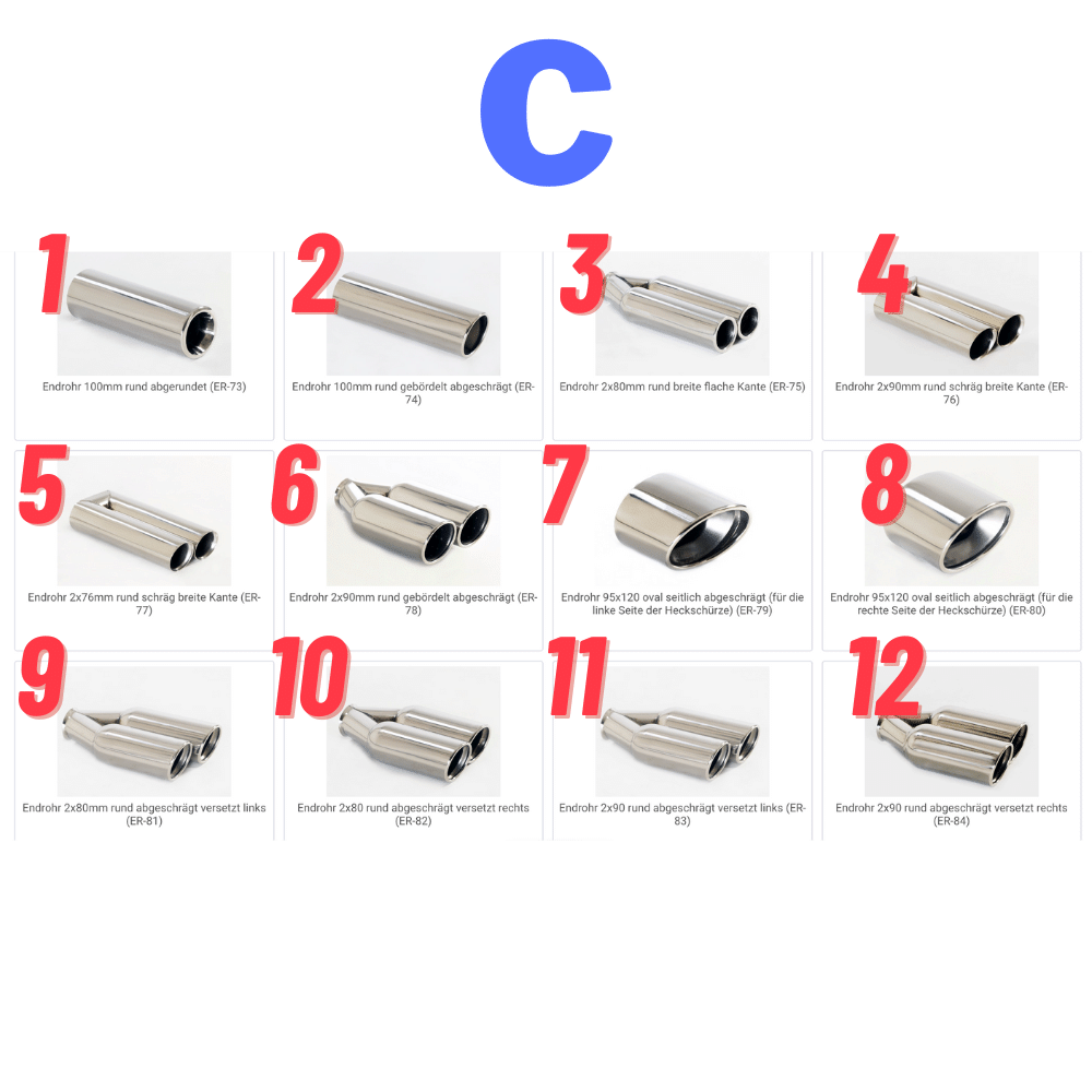 Pakoputken valinta FMS-pakokaasujärjestelmiin / VOI VARAA VAIN OSTOKSEN KANSSA