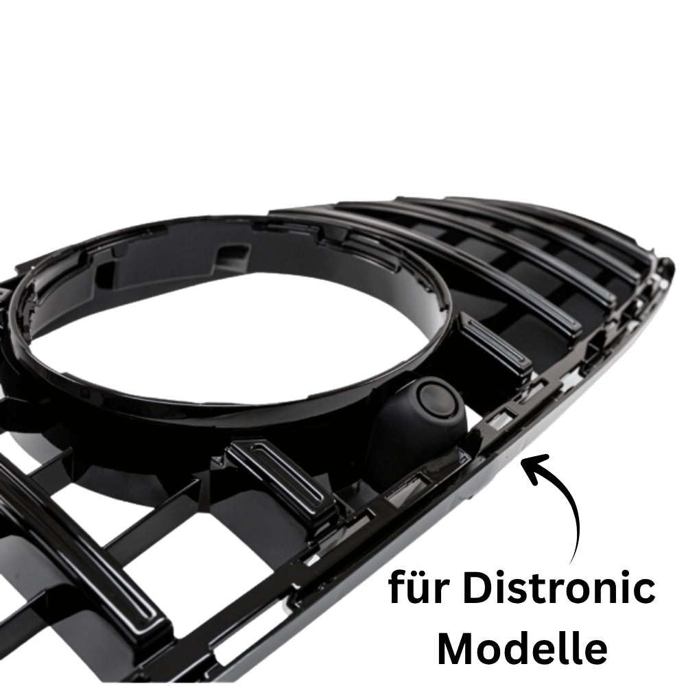 Kühlergrill Schwarz Sport - Passend für Panamericana GT Mercedes E-Klasse W212 S212 Facelift 2013-2016 + Distronic Aussparung