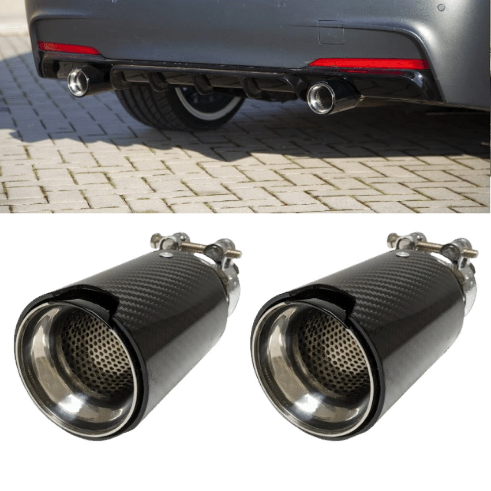 2x Sport-Performance pakoputket 90mm pakoputket hiilikiilto sopii BMW F20 F21 F22 F23 F30 F31 F32 F33 F36 135i 235i 335i 435i
