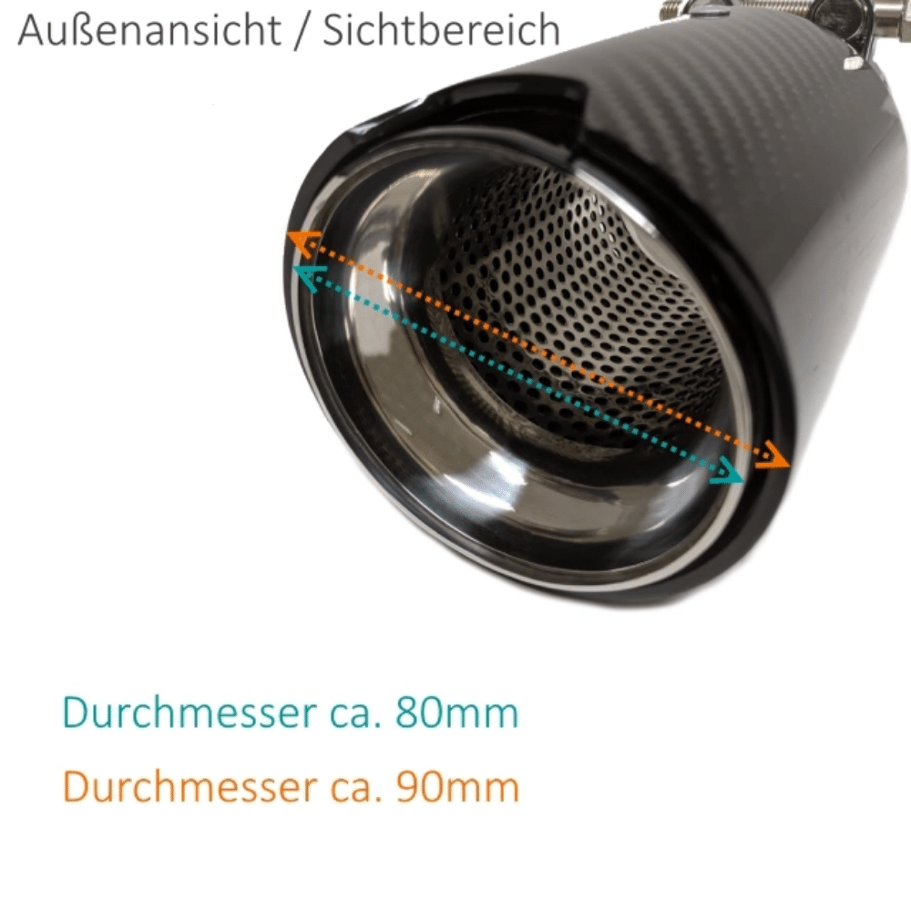 2x Sport-Performance pakoputket 90mm pakoputket hiilikiilto sopii BMW F20 F21 F22 F23 F30 F31 F32 F33 F36 135i 235i 335i 435i