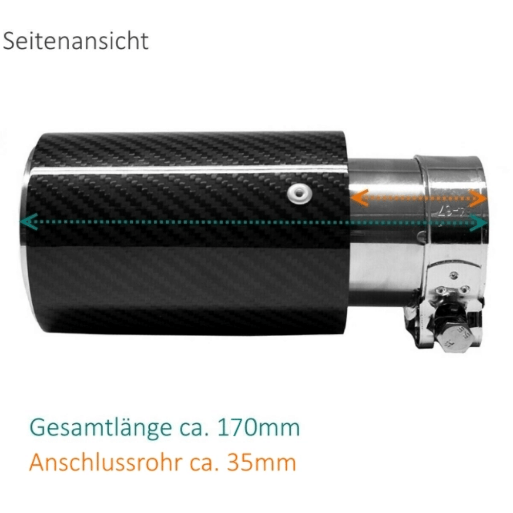 2x Sport-Performance pakoputket 90mm pakoputket hiilikiilto sopii BMW F20 F21 F22 F23 F30 F31 F32 F33 F36 135i 235i 335i 435i