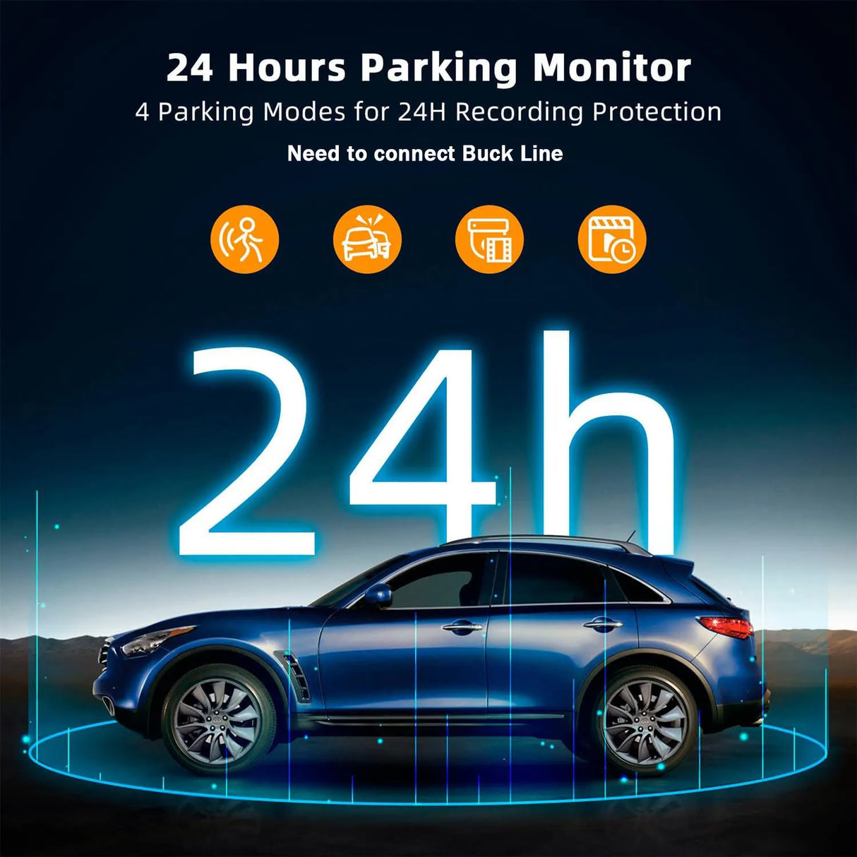 4-Kanal Auto Dashcam 1080P - Komplett-Set mit Rückkamera, WLAN + Hardwire Kit + 128GB SD-Karte