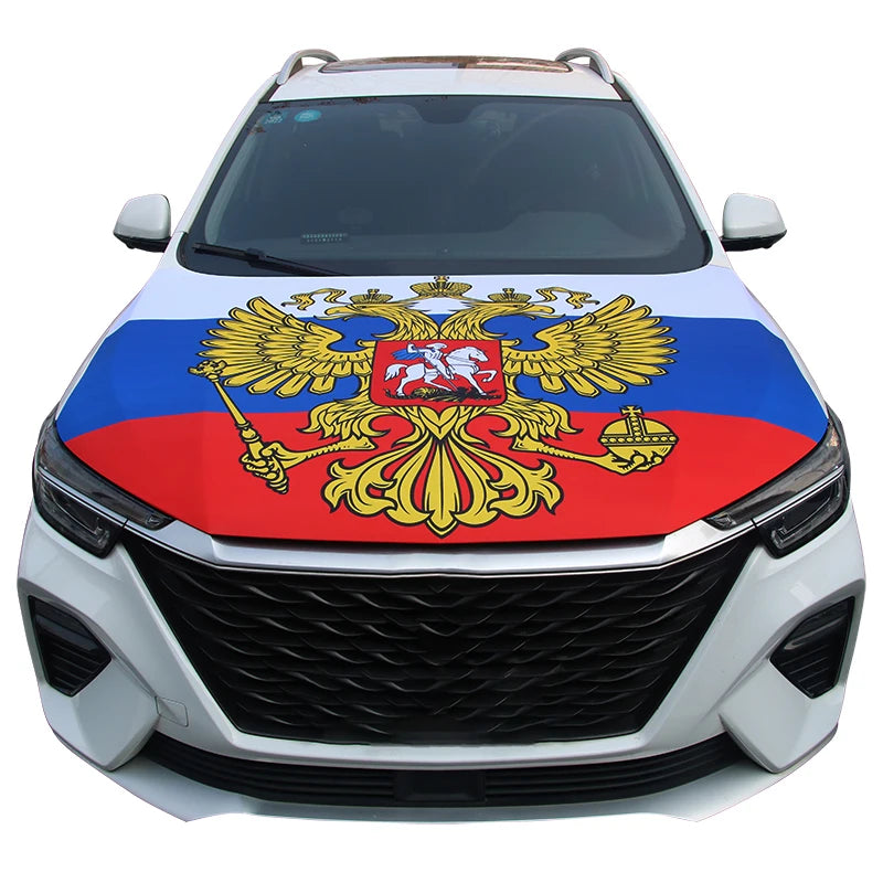 Motorhaubenflagge Russland – Russland Flagge für die Motorhaube | faltenfrei & lackschonend