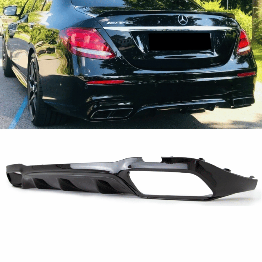 SET Heckdiffusor Schwarz Hochglanz - Passend für Mercedes E-Klasse W213 Limousine AMG-Line 2016+