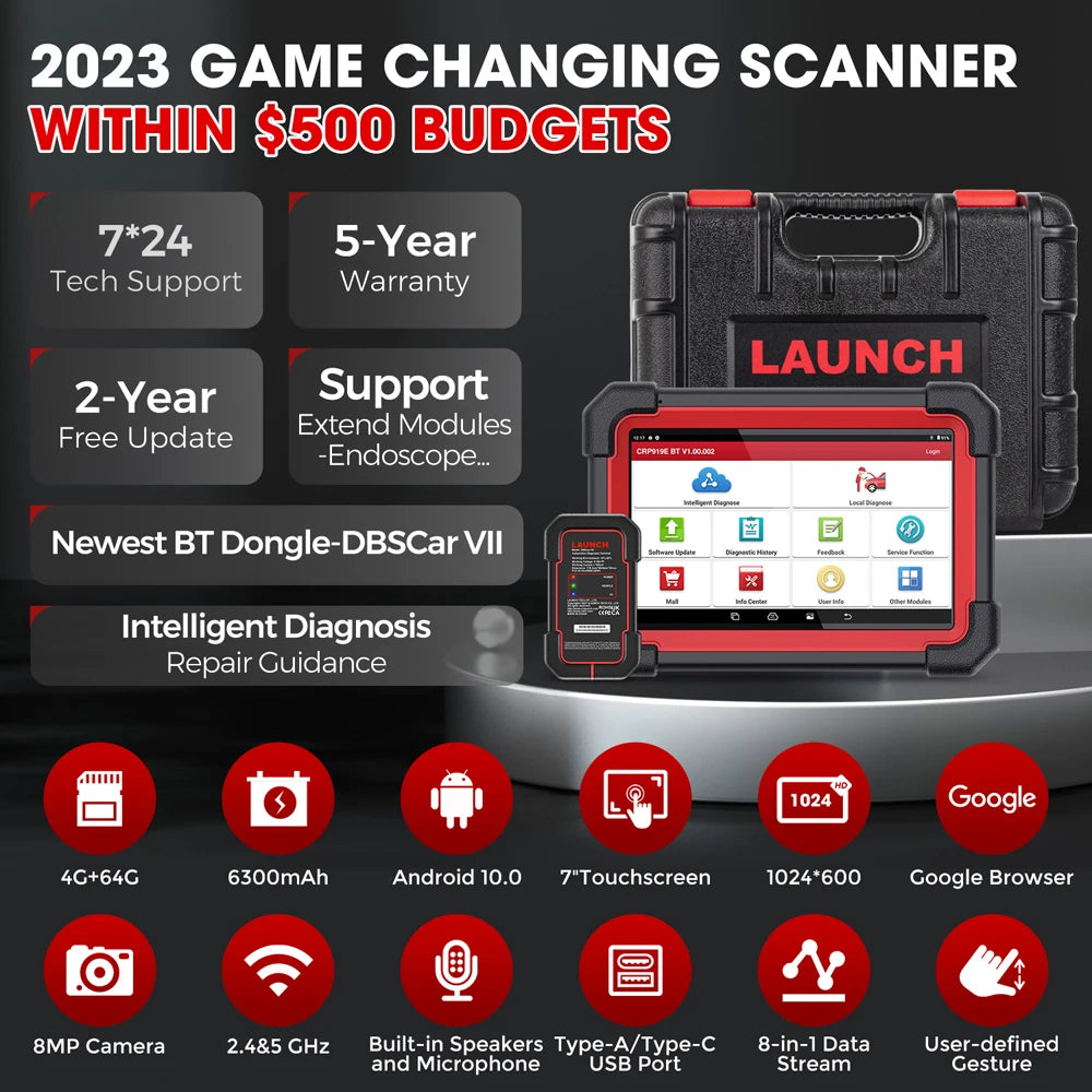LAUNCH X431 CRP919E BT OBD2 Diagnosegerät – Profi-Scanner mit bidirektionaler Steuerung, 31+ Reset & CAN FD