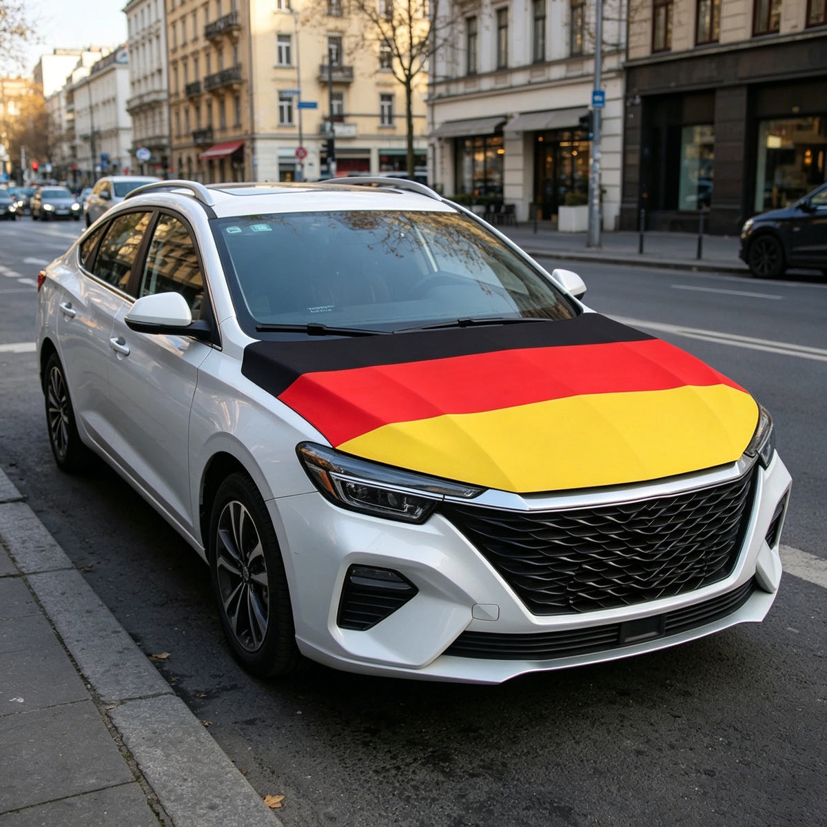 Motorhaubenflagge Deutschland – Deutschland Flagge (Schwarz-Rot-Gold) für die Motorhaube | faltenfrei & lackschonend