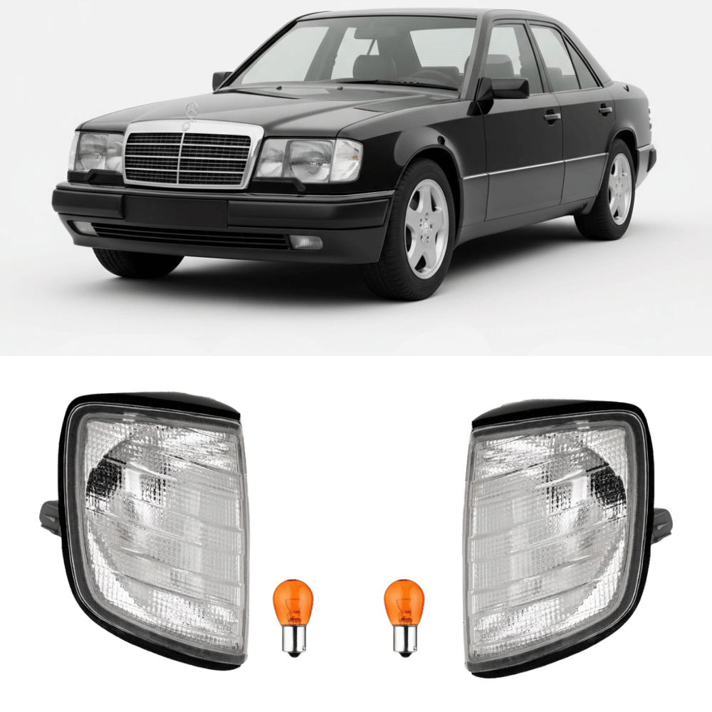 SET Frontblinker Rechts & Links Weiß Glas - Passend für Mercedes E-Klasse W124 1985-1995