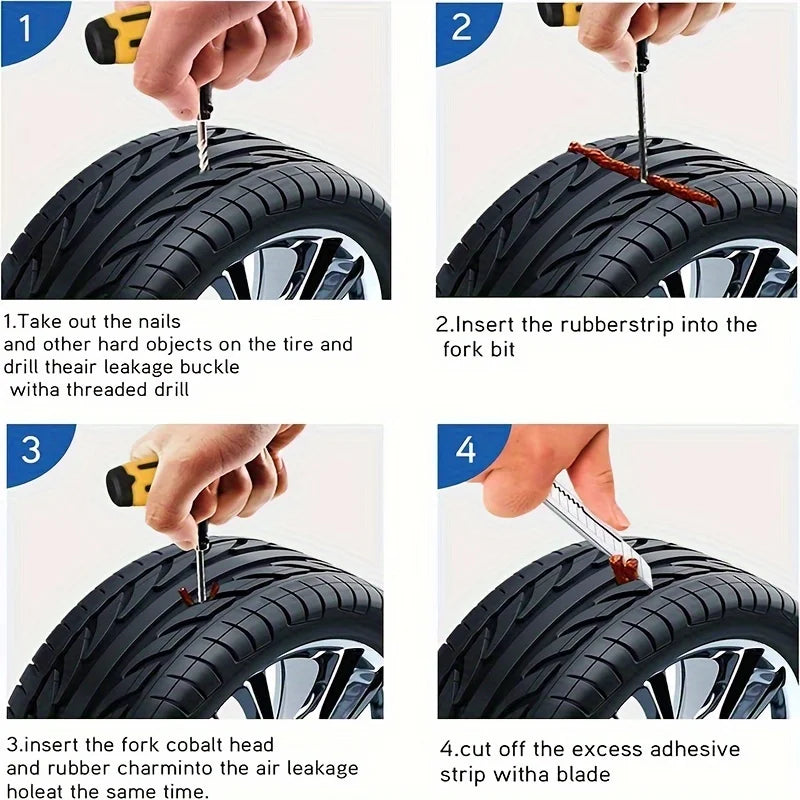 Notfall-Reifenreparaturset – Robuste Kleber- & Gummistreifen für Auto, LKW & Wohnmobi