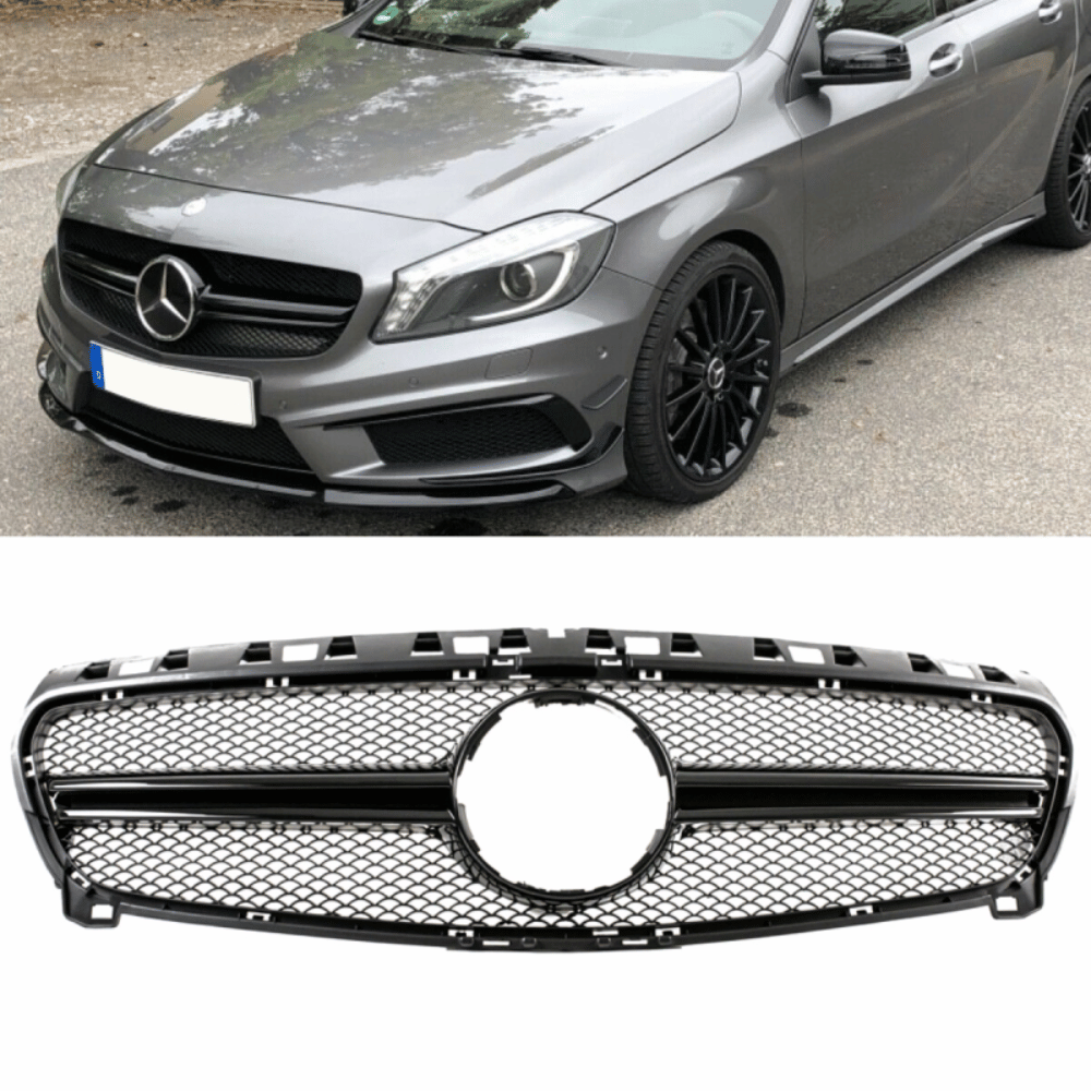 Sport Kühlergrill Schwarz Glanz - Passend für Mercedes A-Klasse W176 Vorfacelift