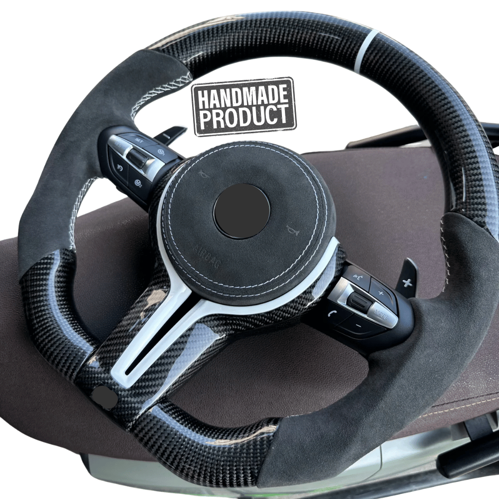 Alcantara Carbon Sportlenkrad mit weißer Zierleiste für BMW F - Serie - CarWorlds GmbH