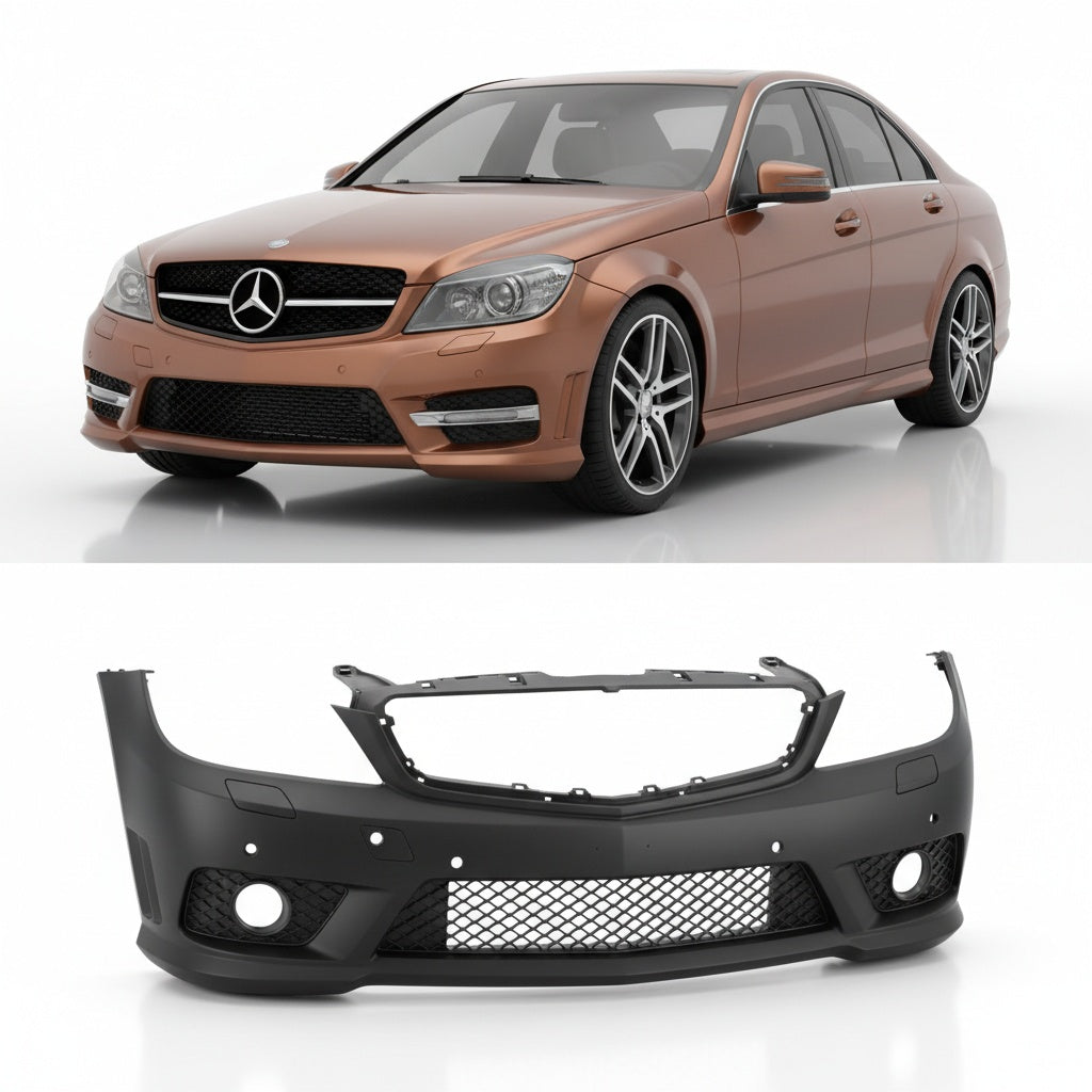 Sportstoßstange vorne mit Gitter für Mercedes C-Klasse W202 Limousine / S204 T-Modell mit PDC (2007-2011)