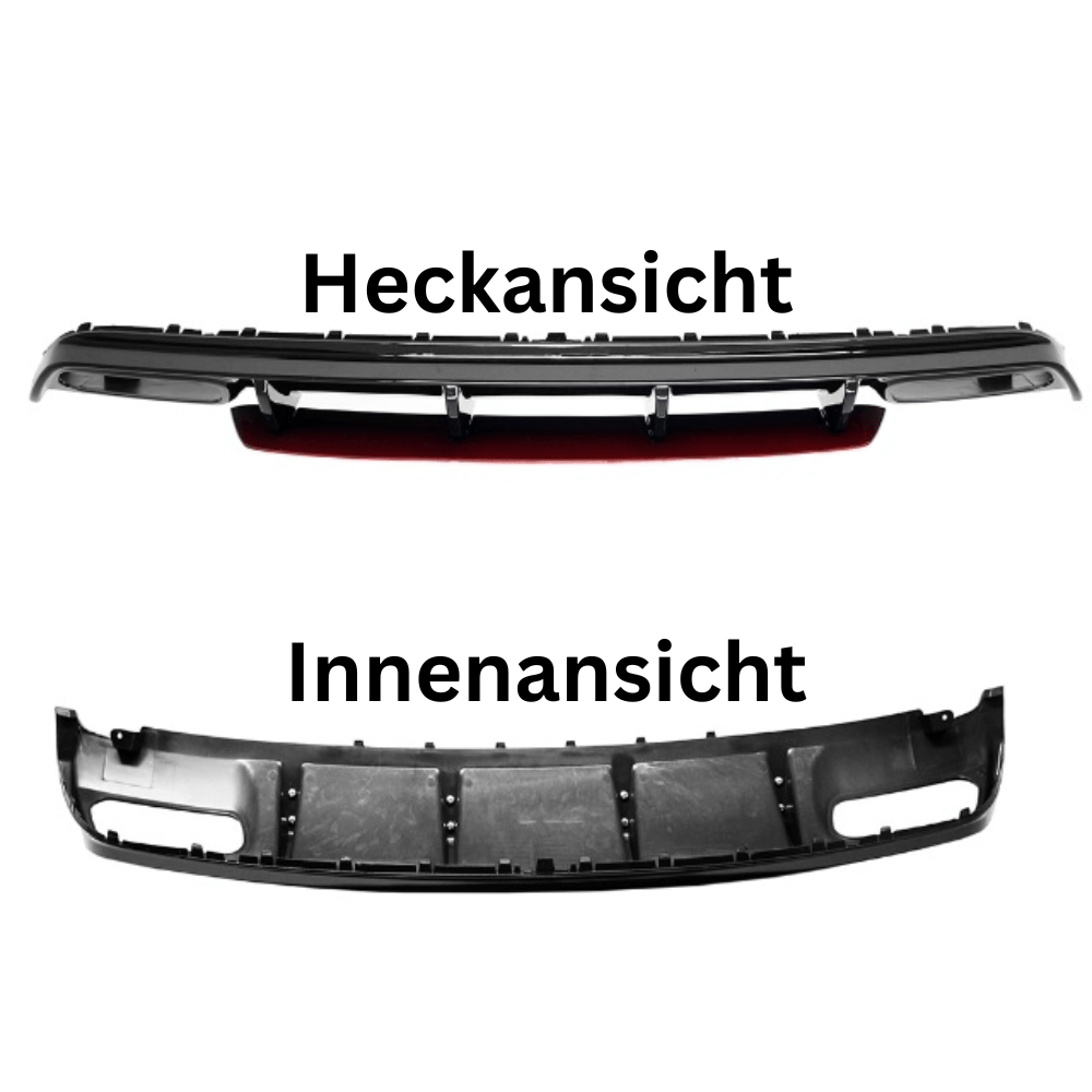 Heckdiffusor Set Schwarz + Rote Leiste & Blenden - Passend für Mercedes A - Klasse W176 - CarWorlds GmbH