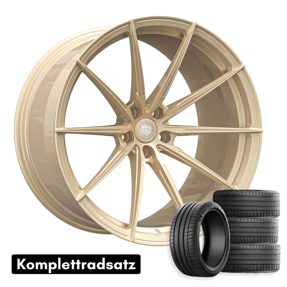 Komplettradsatz Raffa Wheels RFS - 03 | Forged Series | Champagner 10,5x20 & 11,5x21 | BMW M4 G82 G83 - CarWorlds GmbH