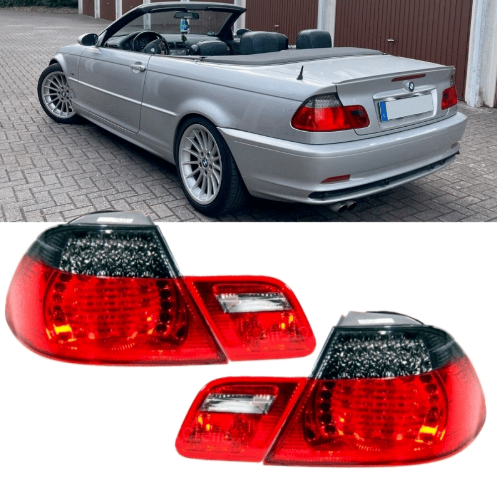 LED Rückleuchten SET passt für BMW E46 Cabrio Rot Smoke 99 - 03 auf Facelift Look - CarWorlds GmbH