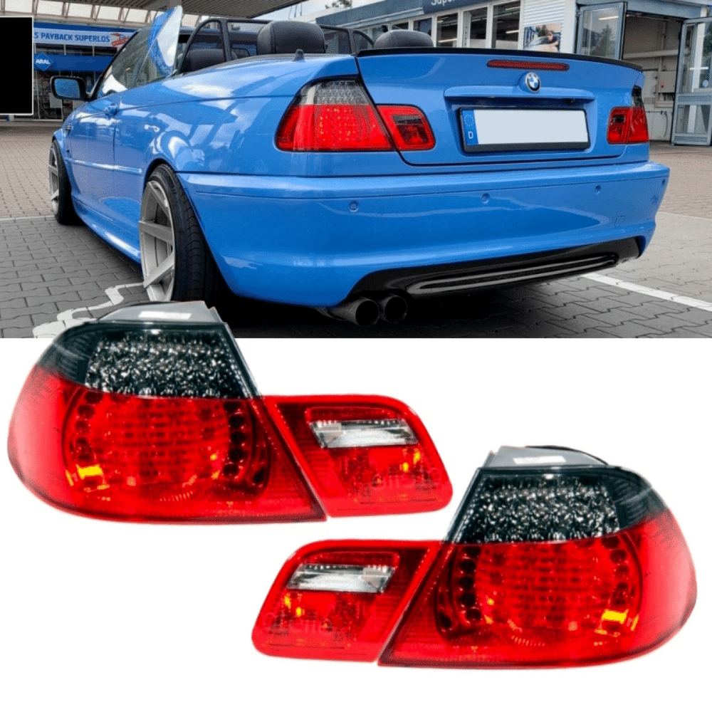 LED Rückleuchten SET passt für BMW E46 Cabrio Rot Smoke 99 - 03 auf Facelift Look - CarWorlds GmbH