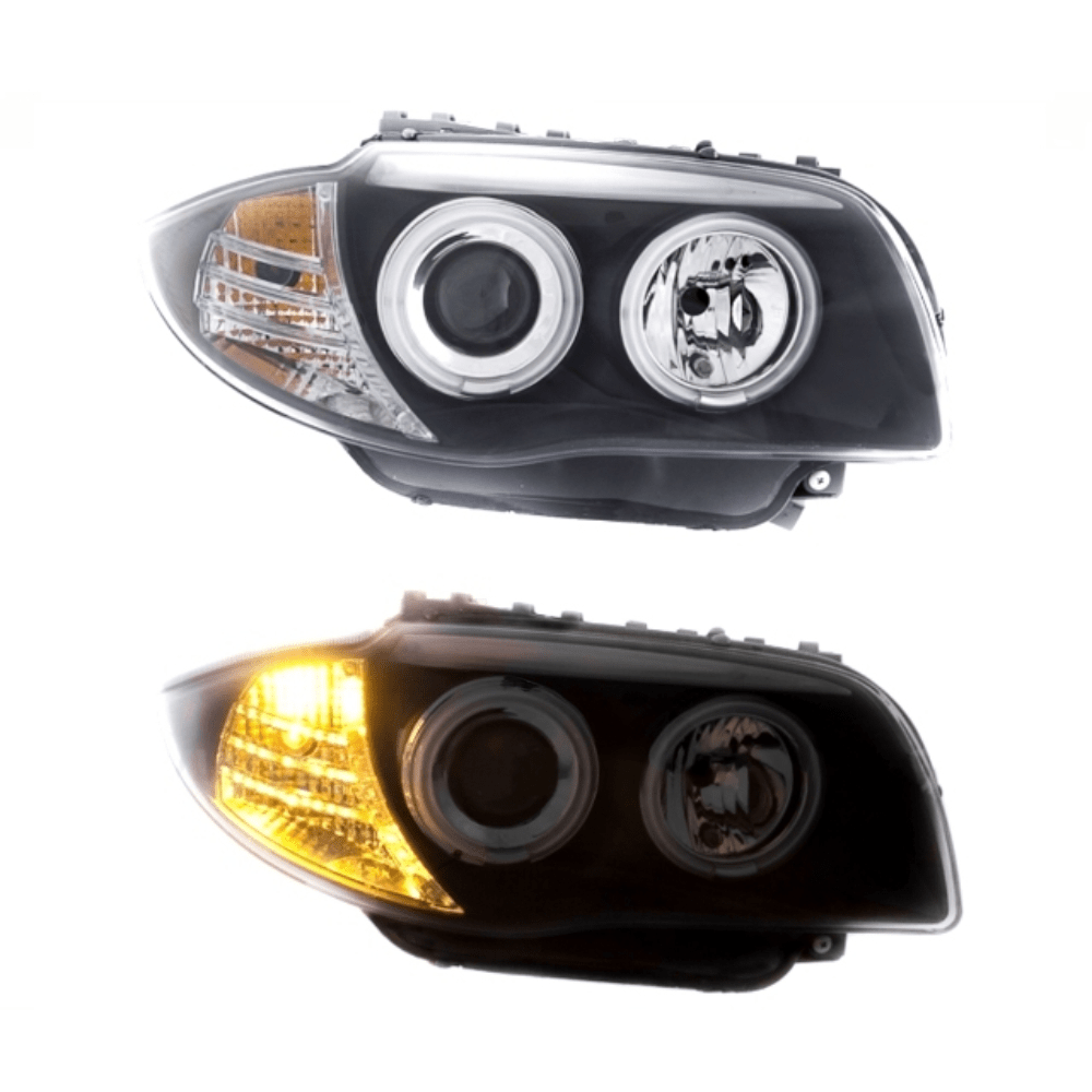 Set CCFL LED Angel Eyes Scheinwerfer Schwarz passt für BMW 1er E81 E87 E82 E88 - CarWorlds GmbH