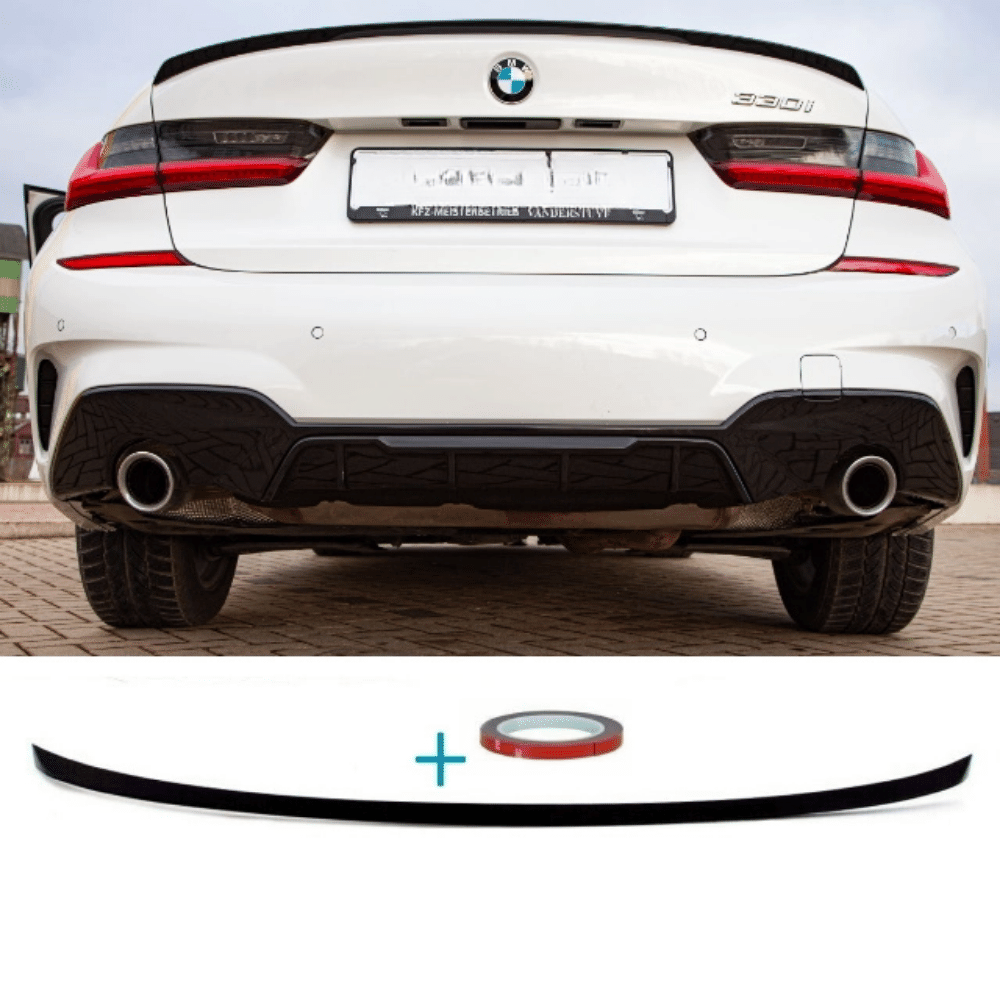 SET Sport - Performance Heckspoiler Hecklippe Schwarz glanz 668 passend für BMW G20 + 3M + ABE - CarWorlds GmbH