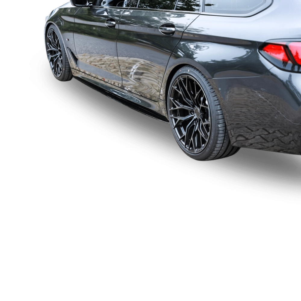 Sport - Performance Seitenschweller Schwarz glänzend lackiert +Folie Ansätze passt für BMW G30 G31 M - Paket mit ABE - CarWorlds GmbH
