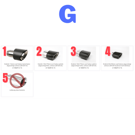 Endrohrauswahl für die FMS-Auspuffanlagen / NUR BEIM KAUF DAZU BUCHBAR