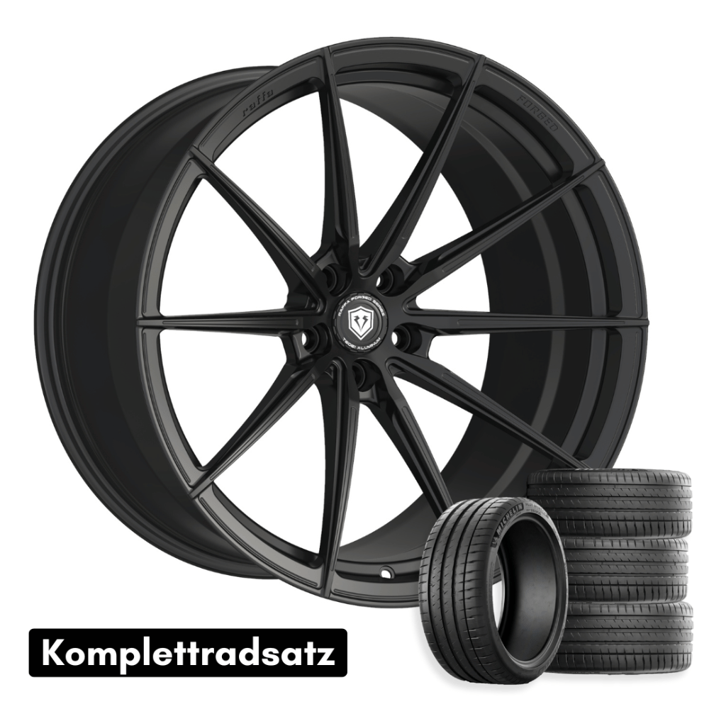 20 Zoll Komplettradsatz Raffa Wheels RFS‑03 Forged Series Black Matt | 9x20 ET30 | LK 5x112 | inkl. Reifenwahl & optional RDKS - CarWorlds GmbH