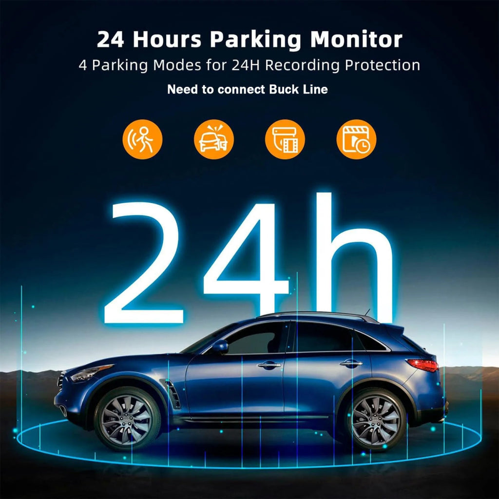 4 - Kanal Auto Dashcam 1080P - Komplett - Set mit Rückkamera, WLAN + Hardwire Kit + 128GB SD - Karte - CarWorlds GmbH