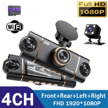 Laden Sie das Bild in den Galerie-Viewer, 4 - Kanal Auto Dashcam 1080P - Komplett - Set mit Rückkamera, WLAN + Hardwire Kit + 128GB SD - Karte - CarWorlds GmbH
