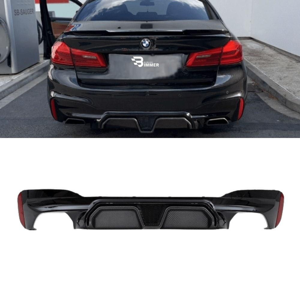 Evo Heckdiffusor Schwarz glanz Carbon lackiert passt für BMW 5er G30 G31 M Paket nicht M5 CS