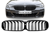 Sport Doppelsteg Kühlergrill schwarz passt für BMW 5er G30 G31 LCI Facelift mit Frontkamera