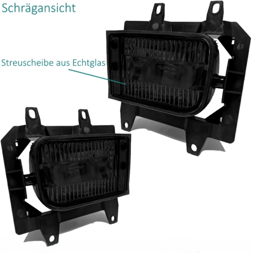 2x Nebelscheinwerfer Schwarz Echtglas +Set H3 passt für BMW E30 Facelift ab 1987