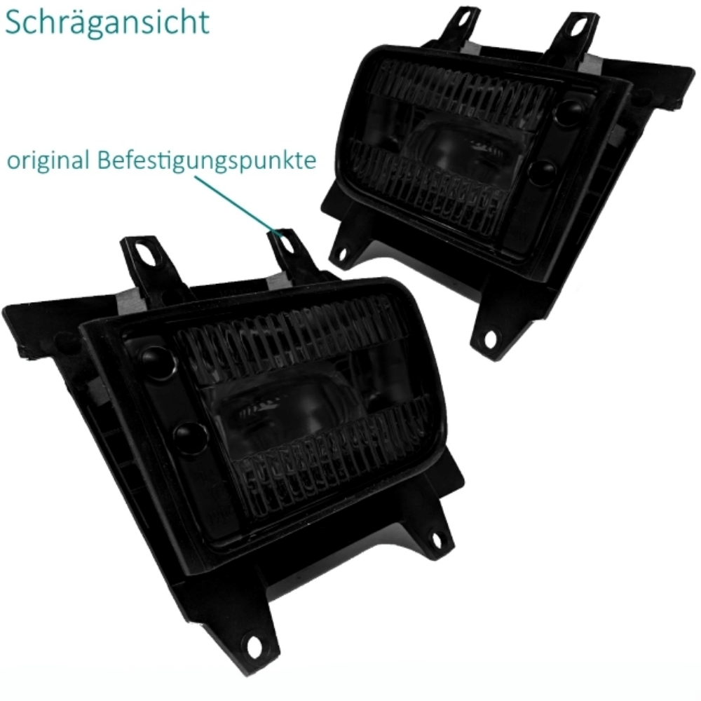 2x Nebelscheinwerfer Schwarz Echtglas +Set H3 passt für BMW E30 Facelift ab 1987