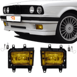 Nebelscheinwerfer SET Gelb + H3 Birnen passend für BMW E30 Facelift ab 1987