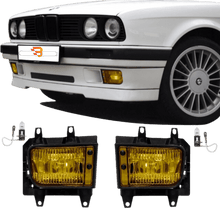 Load image into Gallery viewer, Fog light SET yellow + H3 bulbs suitable for BMW E30 Facelift from 1987