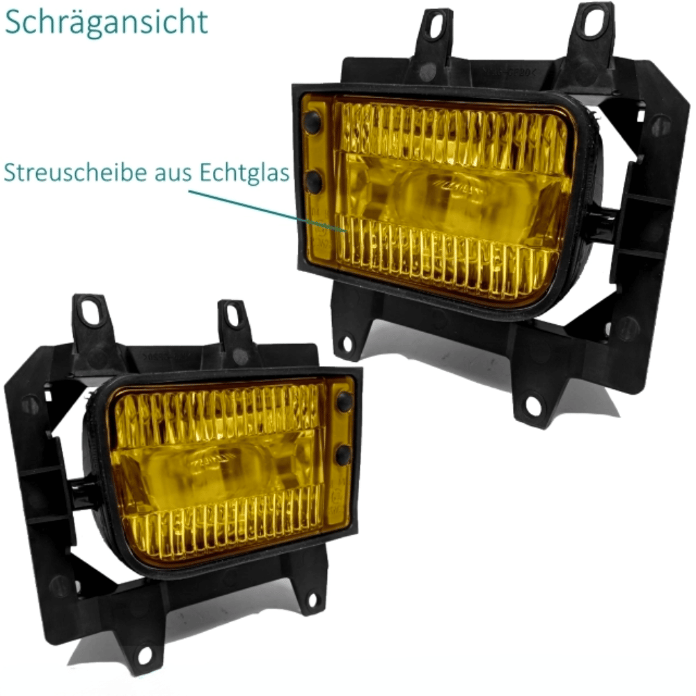 Nebelscheinwerfer SET Gelb + H3 Birnen passend für BMW E30 Facelift ab 1987