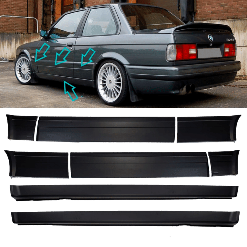 Sport side skirts kit + planks + strips fits for BMW E30 M Technik II Coupe from 1982-1994