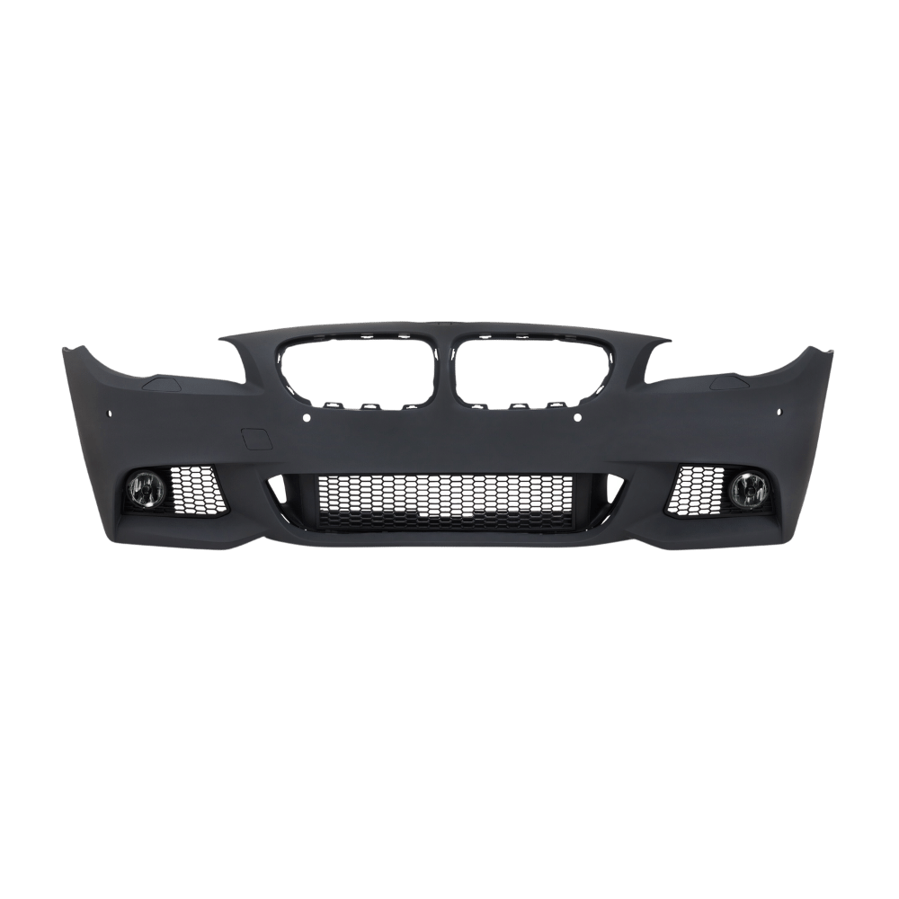 Front bumper in sports design with PDC holes, SRA and fog lights suitable for 5 Series F10 Sedan built 01.2010-06.2015 and F11 Touring built 04.2010-