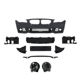 Front bumper in sports design with PDC holes, SRA and fog lights suitable for 5 Series F10 Sedan built 01.2010-06.2015 and F11 Touring built 04.2010-