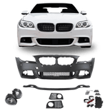 Frontstoßstange im Sport-Design mit PDC-Bohrungen, SRA und Nebelscheinwerfern passend für 5er F10 Limousine Baujahr 01.2010-06.2015 und F11 Touring ab Baujahr 04.2010-