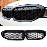 Set Diamond Honeycomb Grill Radiator Grill Black Gloss Sport sopii BMW 3 Series G20 G21