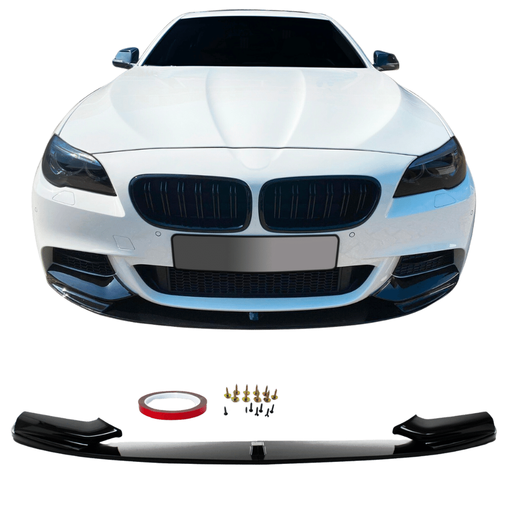 Front Spoiler Ansatz Lippe Stoßstange Performance Look schwarz glänzend passend für F10 F11 mit ABE passend für BMW 5er F10 Limo 01/10-06/13 + F11 Touring 04/10-