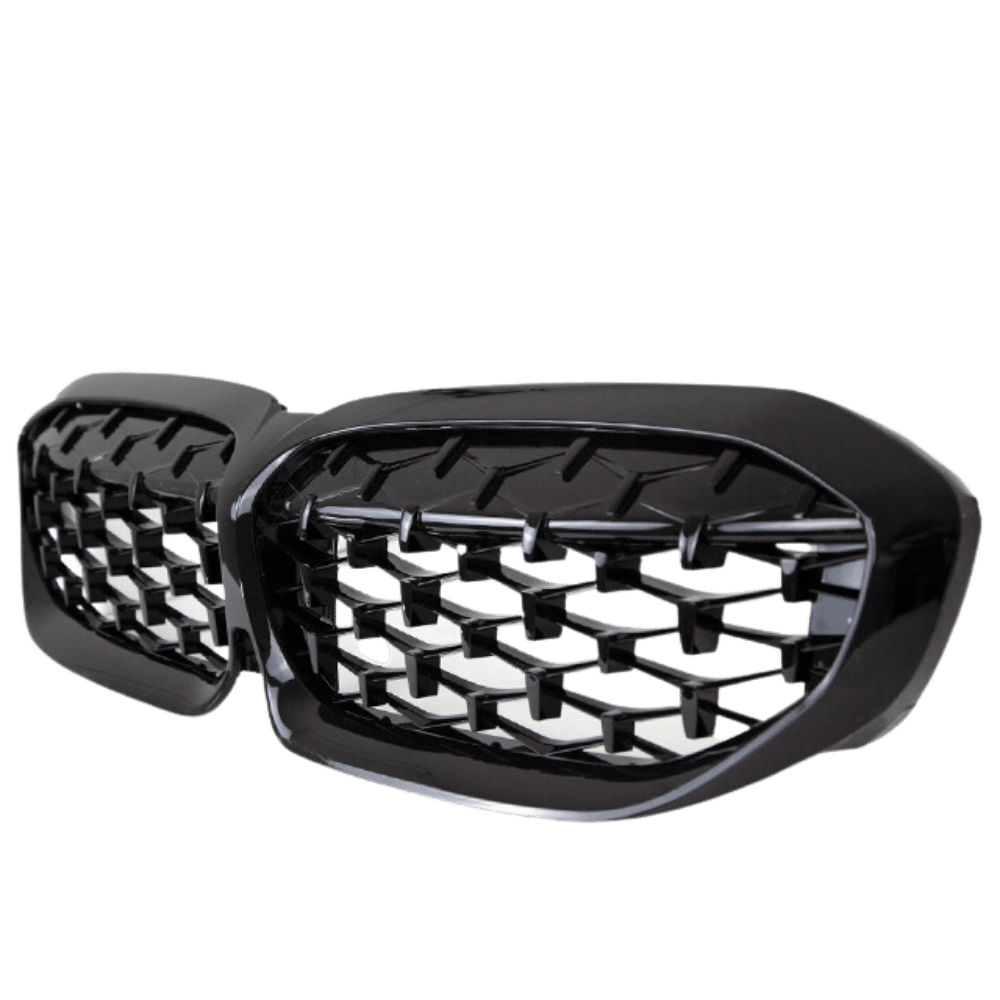 Set Diamant Wabengrill Kühlergril Schwarz Glanz Sport passt für BMW 3er G20 G21