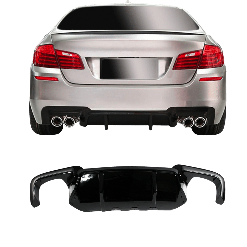 Heckdiffusor Heckschürzeneinsatz Schwarz Glanz Performance Endrohr beidseitig passend für 5er F10/F11 passend für BMW 5er F10 / F11, Bj.: 2010 - 2017 Limousine Touring