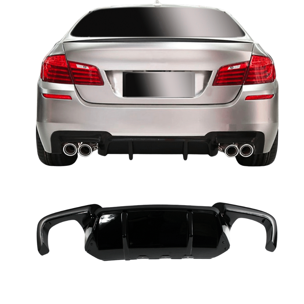 Rear diffuser rear apron insert black gloss performance tailpipe on both sides suitable for 5 Series F10/F11 suitable for BMW 5 Series F10 / F11, year: 2010 - 2017 Sedan Touring